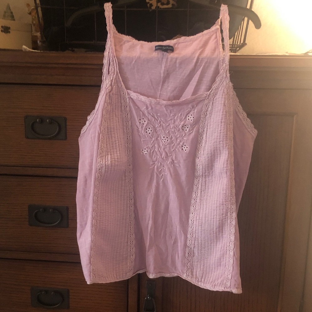 American Eagle Outfitters Light Purple lavender eyelet Lace Tank Top